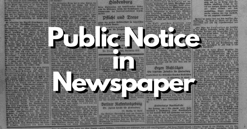 example of public notice in newspaper